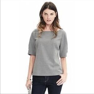 BANANA REPUBLIC Puff Sleeve Gray Blouse M
